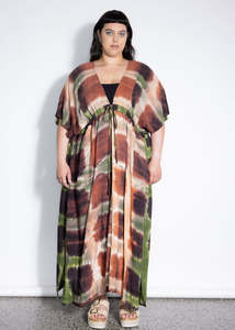 Last Ones Size M/L - Holiday Dress - Rust and Green Sqaures