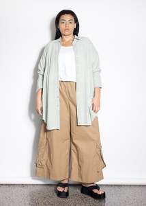 M 1: Indigo Shirt - Olive Stripe