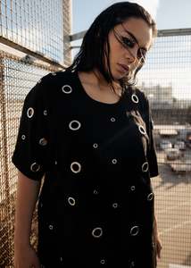 Eyelet Box Tee - Black