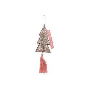 christmas tree: Wooden Christmas Tree Ornament with Tassel – Hanging Rustic Decoration