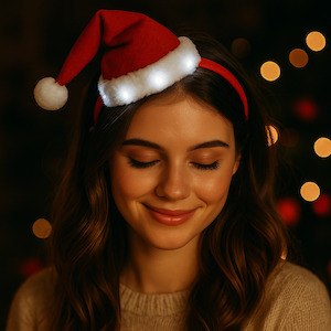 christmas head band: Flashing Santa Headband – Light Up Christmas Hair Accessory