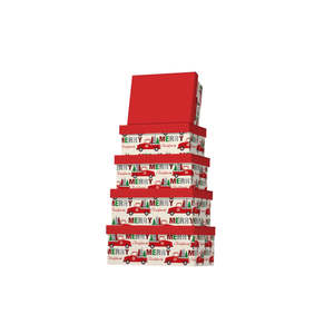 christmas gift box: 5PCS Red Truck Christmas Gift Box Whole Set