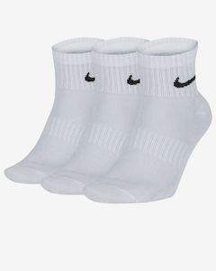 Socks: NIKE TRAINING ANKLE SOCKS (3 PAIRS) - WHITE/BLACK