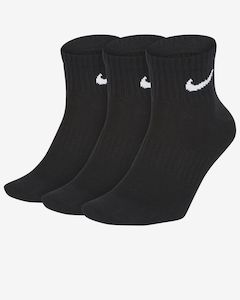 Socks: NIKE TRAINING ANKLE SOCKS (3 PAIRS) - BLACK/WHITE