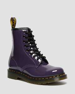 Dr Marten: DR MARTENS 1460 WOMEN'S PATENT LEATHER LACE UP BOOTS - BLACKCURRANT PATENT LAMPER