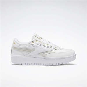 Reebok: REEBOK Club C Double - Cloud White / Cloud White / Gold Metallic