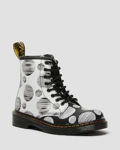 DR MARTENS KIDS 1460 POLKA DOT BOOT - BLACK/WHITE