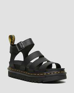 Gifting: DR MARTENS BLAIRE HYDRO LEATHER STRAP SANDALS - BLACK HYDRO