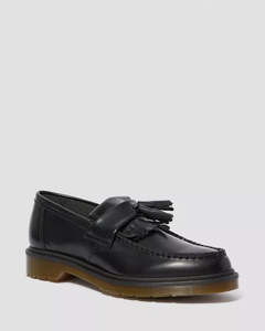 Boots Shoes: DR MARTENS ADRIAN SMOOTH LEATHER TASSEL LOAFER - BLACK