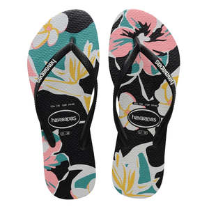 Womens Casual: HAVAIANAS SLIM FLORAL BASIC - BLACK