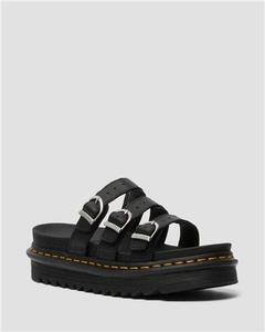 DR MARTENS BLAIRE SLIDE LEATHER SANDALS - BLACK HYDRO