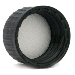 18mm - Plain Black Lid with Foam Insert - Lotus Oils New Zealand