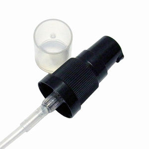 Products: Short Black Stepped Serum Pump with Clear Overcap - 18mm