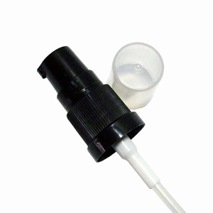 Short Black Stepped Serum Pump with Clear Overcap - 18mm