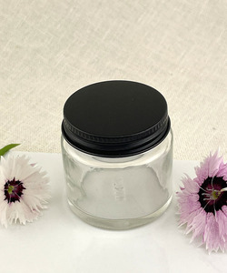 Jar Glass Clear with Black Aluminium Lid - 65 ml - Lotus Oils New Zealand