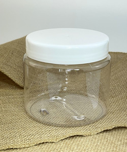Premier Clear Plastic Pot with White Lid- 600g - Lotus Oils New Zealand