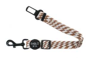 Dog Car Restraints: Brown Check Check: ADJUSTABLE CAR RESTRAINT