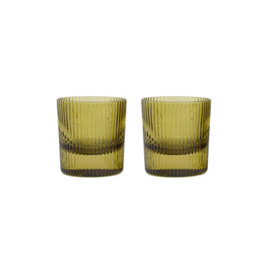 THE SCOUT LOWBALL GLASS - SET OF 2 OLIVE