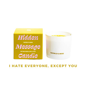 Hidden Message Candles: "I Hate Everyone, Except You" Candle