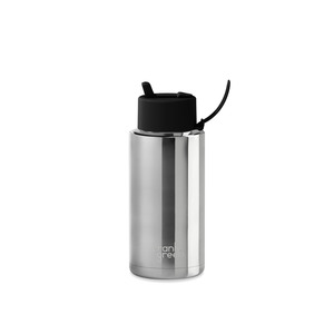 Frank Green: 34oz Stainless Steel Ceramic Reusable Bottle - Chrome/Midnight