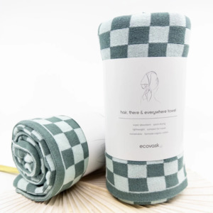 Cleaning: Hair and Travel Towel - Seafoam Chequer