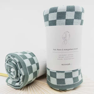 Cleaning: Hair & Travel Towel - Sea Foam Chequer