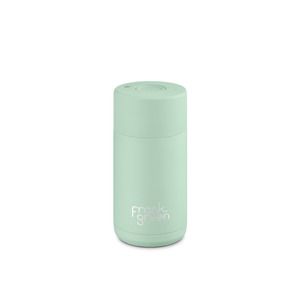 Reusable Cups: 12oz Ceramic Reusable Cup - Mint Gelato with Push Button