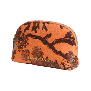 Cosmetic Bags: Delphine Cosmetic Pouch - Vivid Coral