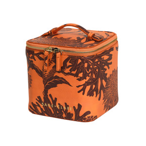 Cosmetic Bags: Delphine Small Vanity Case - Vivid Coral
