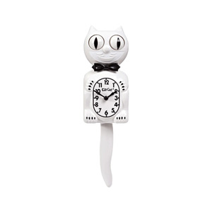 Home: White Gentleman Kit-Cat Klock with Black Bow Tie