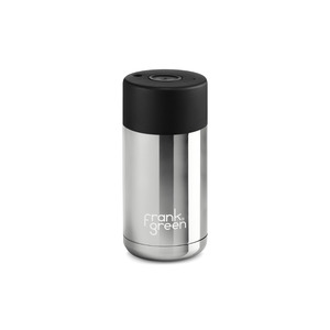 12oz Stainless Steel Ceramic Reusable Cup Silver/Midnight with Push Button Lid