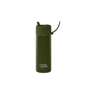 20oz Stainless Steel Ceramic Reusable Bottle Khaki with Straw Lid