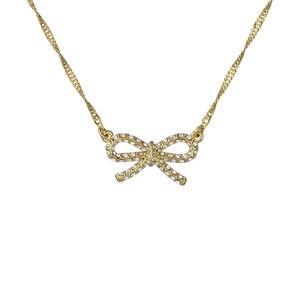 Ted Baker Ribah Crystal Ribbon Bow Pendant Necklace