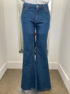 Denim: Haikure Farrah Blue Rinse Jeans