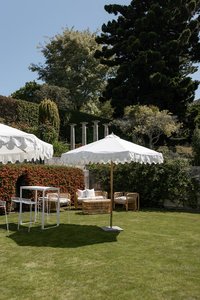 Products: White Scalloped Umbrella - Loula – Wedding & Event Hire