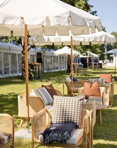 Products: White/Beige Square Edge Umbrella - Loula – Wedding & Event Hire