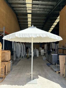 Products: White Frill Umbrella - Loula – Wedding & Event Hire