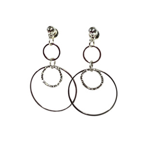 Earrings: Triple Silver Ring Drop Earrings