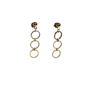 Triple Ring Metal Drop Earrings