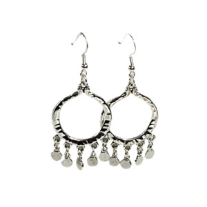 Earrings: Silver Chandelier 5 Coin Drop Earrings