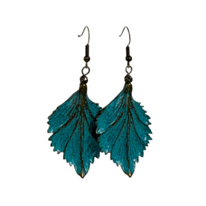 Verdigris Antique Gold Leaf Earrings
