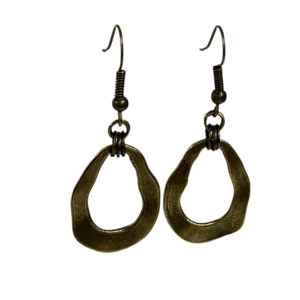 Rustic Bronze Oval Drop Earrings