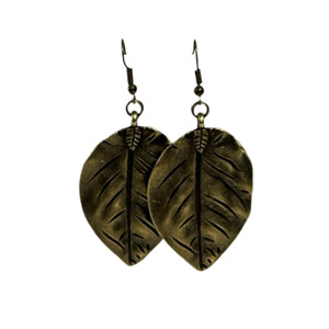 Earrings: Bronze Statement Leaf Earrings