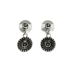 Antique Silver Aztec Disc Earrings