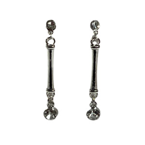Crystal Double Rhinestone Silver Drop Earring