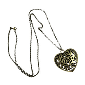 Necklaces: Bronze Large Filagree Heart Pendant