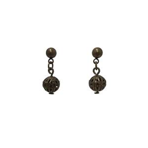 Bronze Filagree Ball Drop Earrings