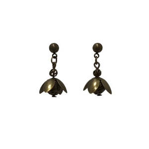 Autumn Bliss: Bronze Flower Charm Drop Earrings