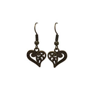Filagree Heart Charm Earrings