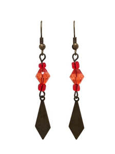 Autumn Bliss: Bronze Diamond Bead Drop Earrings